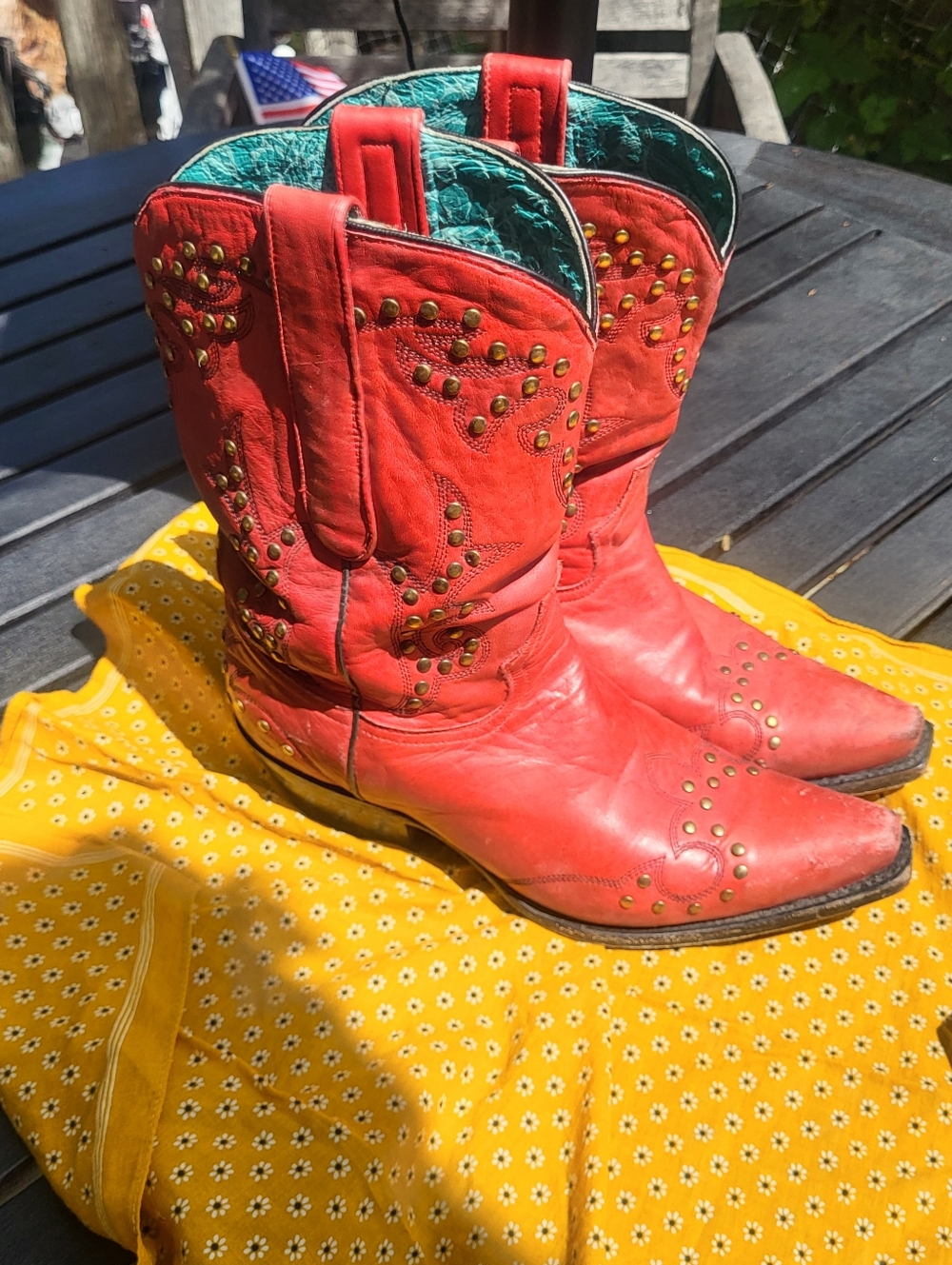 Corral Red Snip Toe Cowgirl Boots, Size 9 - Picture 7 of 16